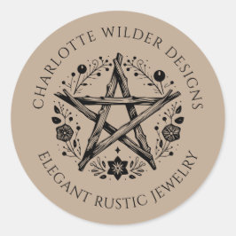 Rustikaler Pagan Wiccan Rustic Kraft Schmuckdesign Runder Aufkleber