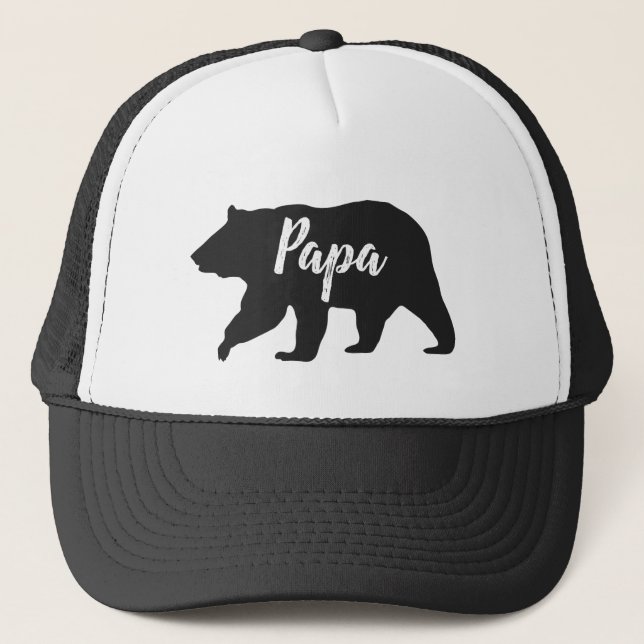 Rustikaler Papa-Bär, einfach schwarz und weiß Truckerkappe (Vorderseite)
