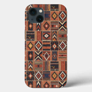 Rustikaler Patchwork-Kilim-Geometrie-Teppich iPhone Hülle