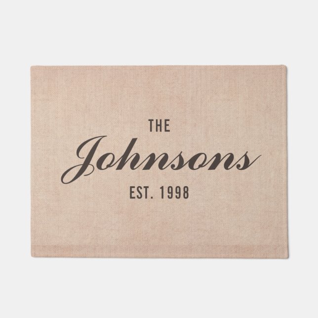 Rustikaler Personalisierter Nachname Fußmatte (Vorderseite)