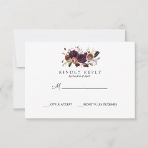 Rustikaler Pflaumen Boho Wedding Response UAWG RSVP Karte