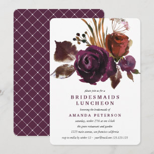 Rustikaler Pflaumen   Rose Bridesmaids Luncheon We Einladung