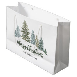 Rustikaler Pine Tree Personalisiertes Weihnachten Große Geschenktüte