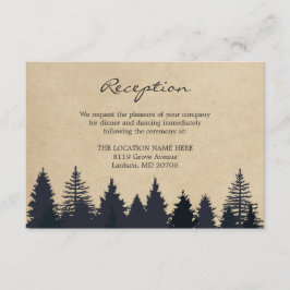 Rustikaler Pine Trees Kraft Wedding Details Empfan Begleitkarte