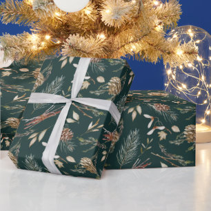 Rustikaler Pinecone & Evergreen Weihnachten Geschenkpapier