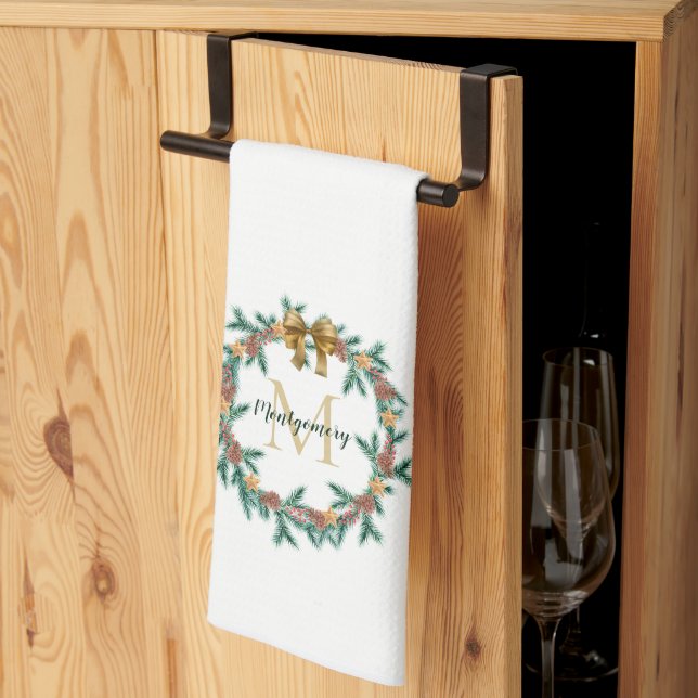 Rustikaler Pinecone | Stars Weihnachtsfeier Geschirrtuch (Drittel gefaltet)