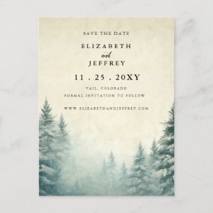 Rustikaler Pinienwald Save the Date Ankündigungspostkarte