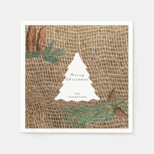 Rustikaler Pinienwald Weihnachtsbaum Serviette