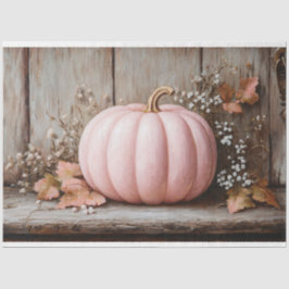 Rustikaler Pink Pumpkin Herbst Blätter Decoupage Seidenpapier