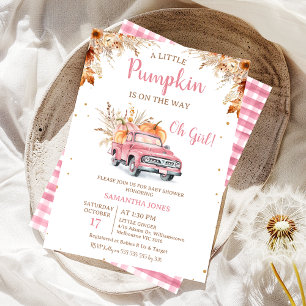 Rustikaler Pink Truck Kleine Pumpkin Baby Dusche Einladung