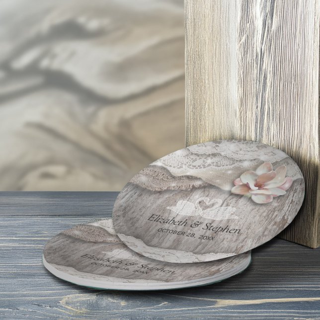 Rustikaler Polterabend aus Holz Burlap Lace Floral Pappteller (Von Creator hochgeladen)