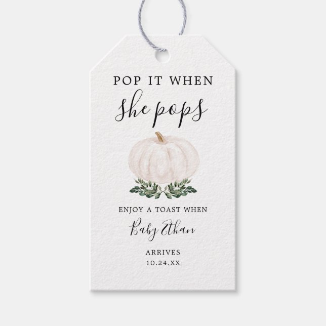Rustikaler Pumpkin Pop Es, wenn sie Pop Baby-Dusch Geschenkanhänger (Vorderseite)