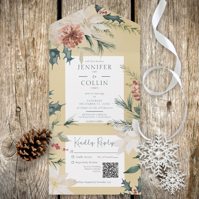 Rustikaler QR-Code für Pine Gold All In One Einladung (Von Creator hochgeladen)