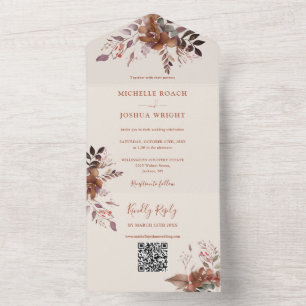 Rustikaler QR-Code Herbstliche Hochzeit im Herbst All In One Einladung