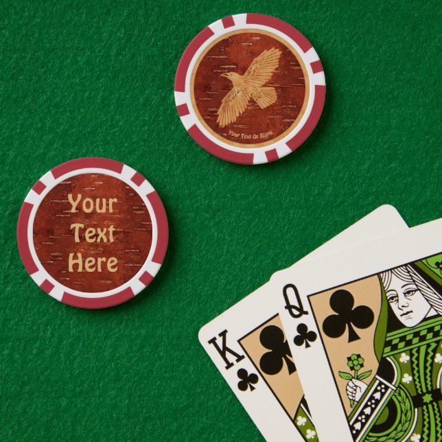 Rustikaler Raven auf der inneren Birkenrinde Pokerchips (Pokertisch (doppelt))