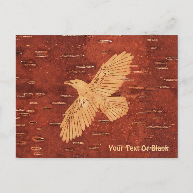 Rustikaler Raven auf der inneren Birkenrinde Postkarte (Vorderseite)