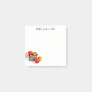 Rustikaler Red Apple Bucket Teacher Name 3 x 3 Post-it Klebezettel