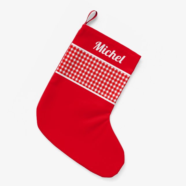 Rustikaler Red Buffalo kontrollierter individuelle Kleiner Weihnachtsstrumpf (Vorderansicht (hängend))