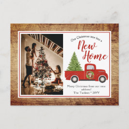 Rustikaler Red Christmas Truck Tree Neue Adresse B Postkarte