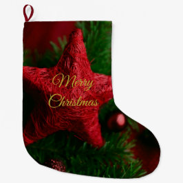 Rustikaler Red Star Weihnachten Strumpf - Gemütlic Großer Weihnachtsstrumpf