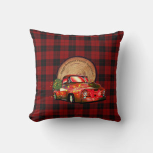 Rustikaler Red Truck Xmas Dekoration Buffalo Karie Kissen