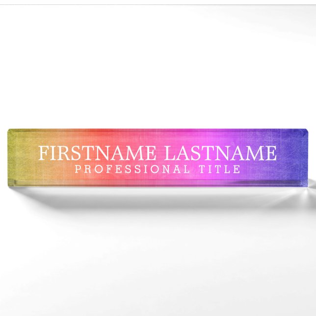 Rustikaler Regenbogen - Farbname und Beruflicher T Namensplakette (Vorderseite)