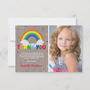 Rustikaler Regenbogen Geburtstag   Farbiges Foto V Dankeskarte