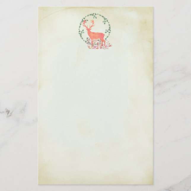 Rustikaler Reindeer Boho Wassercolor Briefpapier (Vorderseite)