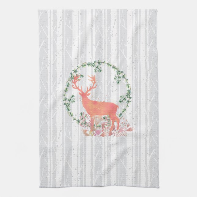 Rustikaler Reindeer Boho Wassercolor Küchentuch (Vertikal)
