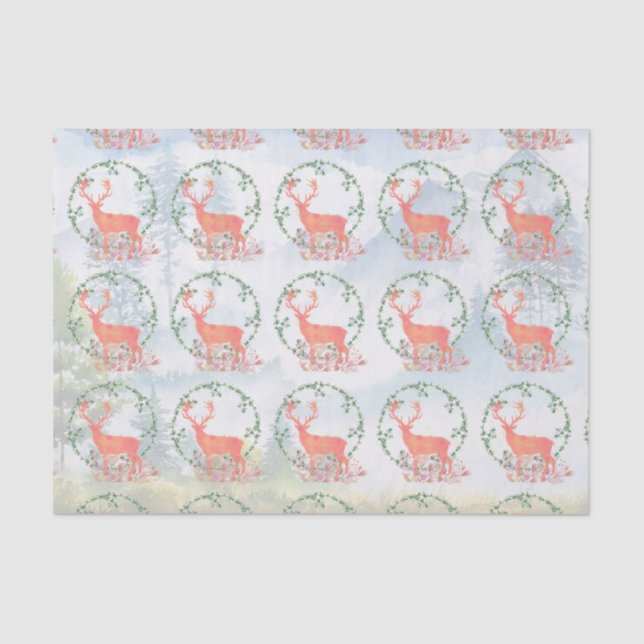 Rustikaler Reindeer Boho Wassercolor Seidenpapier (Vorderseite)
