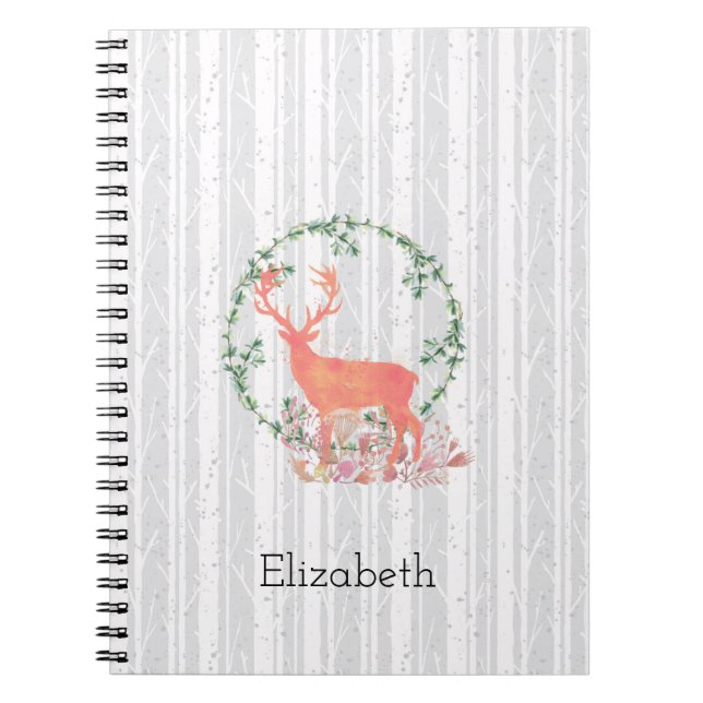 Rustikaler Reindeer Boho Wasserfarbe Personalisier Notizblock (Vorderseite)