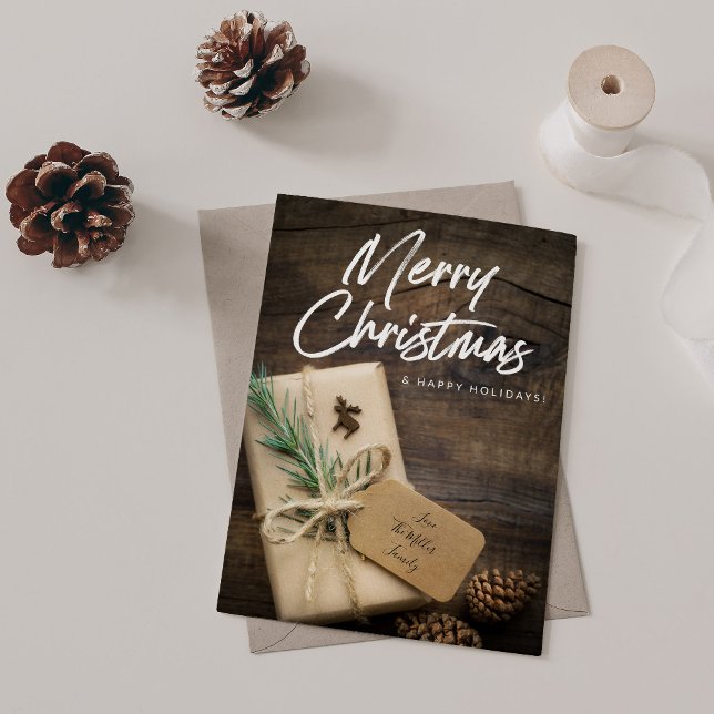 Rustikaler Rentier & Present Frohe Weihnachten (Von Creator hochgeladen)