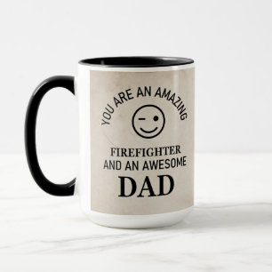 Rustikaler Retro Beige Marmormuster Feuerwehrmann Tasse