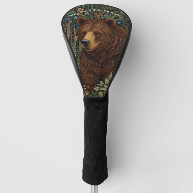 Rustikaler Retrobär Golf Headcover (Vorderseite)