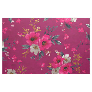 Rustikaler Rosa Botanischer Kühner Boho-Blumenstof Stoff