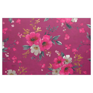 Rustikaler Rosa Botanischer Kühner Boho-Blumenstof Stoff