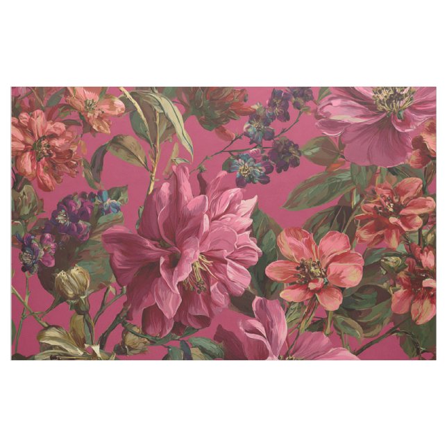 Rustikaler Rosa Botanischer Kühner Boho Blumenstof Stoff (Yard (91,4 cm))