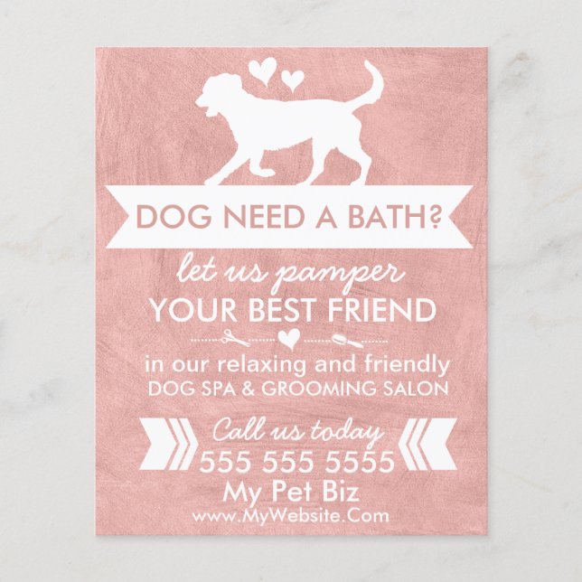 Rustikaler rosafarbener Hund Erwachsener Salon Fly Flyer (Vorne)