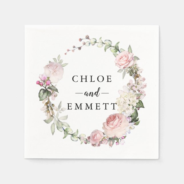 Rustikaler Rosenregen Serviette (Vorderseite)