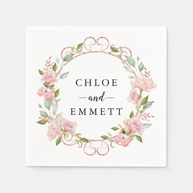 Rustikaler Rosenregen Serviette (Vorderseite)