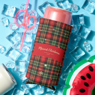 Rustikaler Rot-Grüner Tartan-Weihnachtskariert MH2 Selters Dosenkühler