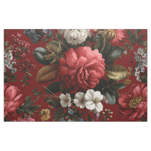 Rustikaler roter botanischer, kühner, vintage-boho stoff