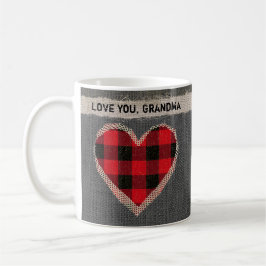 Rustikaler roter Büffel-karierte Herz-Liebe Sie Kaffeetasse