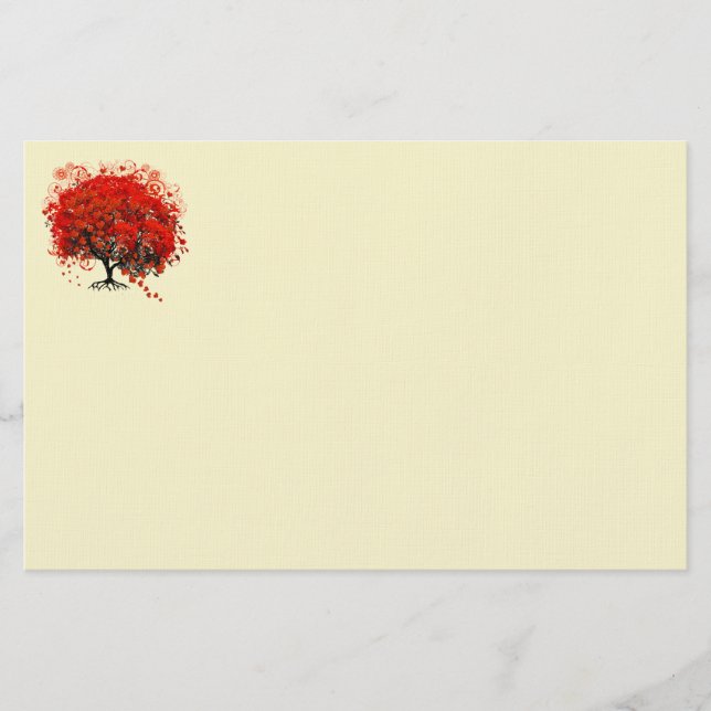 Rustikaler Roter Herz-Leaf-Baum Briefpapier (Vorderseite)