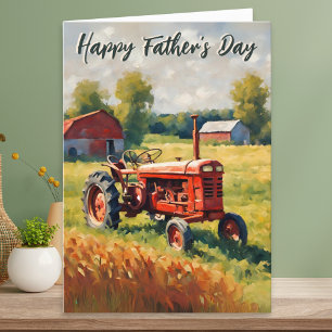 Rustikaler roter Traktor Vatertag Karte
