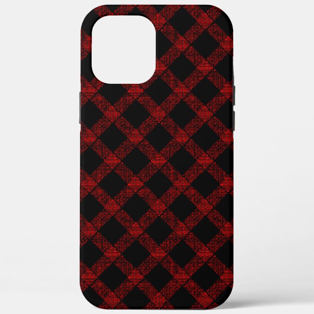 Rustikaler roter und schwarzer Tartan mit geprägte Case-Mate iPhone Hülle (Rückseite)