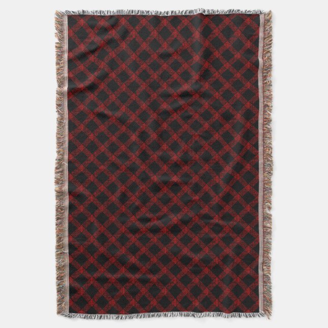 Rustikaler roter und schwarzer Tartan mit geprägte Decke (Vorderseite Vertikal)