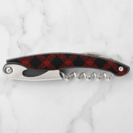 Rustikaler roter und schwarzer Tartan mit geprägte Kellnermesser