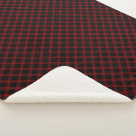 Rustikaler roter und schwarzer Tartan mit geprägte Sherpadecke