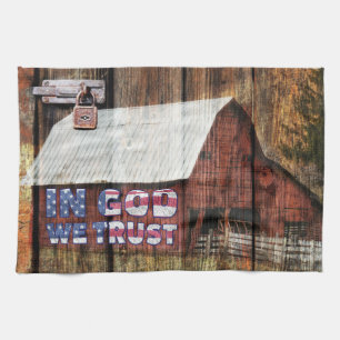 Rustikaler roter verblassener Stall mit Latte in G Geschirrtuch